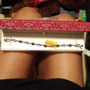 NIB AUTHENTIC GENUINE AMETHYST DIAMOND TENNIS BRACELET